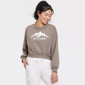 All In Motion | ‘Alpine’ Core Fleece Crew Pullover Sweatshirt in Taupe Size XL